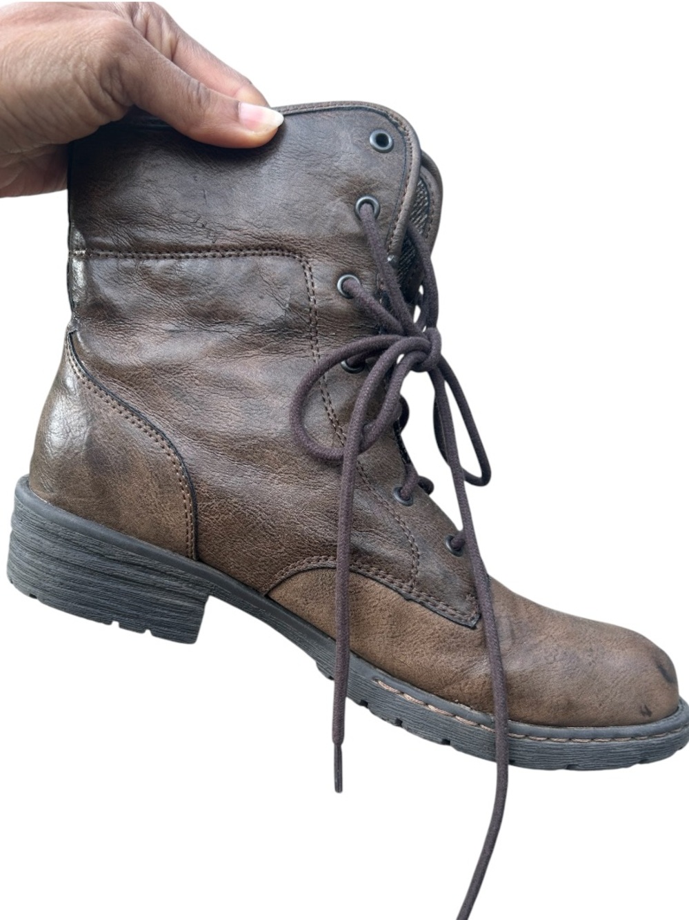 boc Brown Lace-Up Combat Boots size 8 Hood Preloved condition.